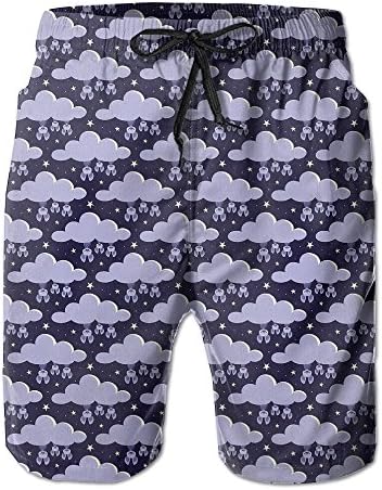 Clouds Bat Men's Pocket Swim Trunks Athletic Quick Dry Beach Board Shorts Medium
