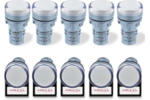 ARLETA Voltage 12V/24V/110V/120V Current 20mA Energy Saving LED Indicator Light Mounting Hole Size 22mm(7/8 Inch) White 10Pcs