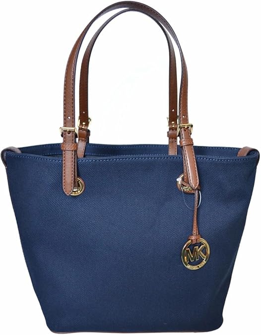 Michael Kors Navy Canvas Items Grab Bag Shoulder Tote