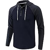 Dokotoo Men Men's Casual Sweatshirts Fall Hooded Long Sleeve Shirts Drawstring Color Block Pullover Hoodies