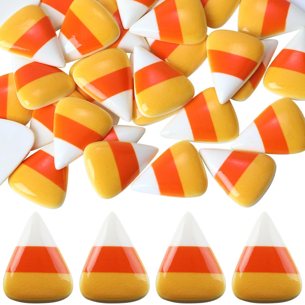 SUNNYCLUE 1 BOX 30PCS Halloween Cabochons Halloween Resin Charms Cute Cartoon Orange Pumpkin Candy Corn Flatback Cabochon Bulk for jewellery Making Scrapbooking Embellishments Cell Phone Case Diy Craf