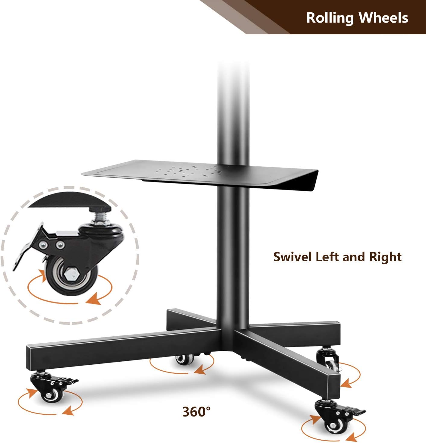 TVON Mobile TV Cart with Wheels for 23-55 inch LCD LED Flat Curved Screen TVs, Portable Rolling TV Stand with Height Adjustable Laptop Shelf, Holds up to 88 lbs Max VESA 400x400mm: Furniture & Decor