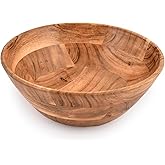 Samhita Acacia Wood Fruit Bowl for Fruits or Salads,Serving Dish Looks Absolute Beautiful With Your Kitchen (10" x 10" X 4")
