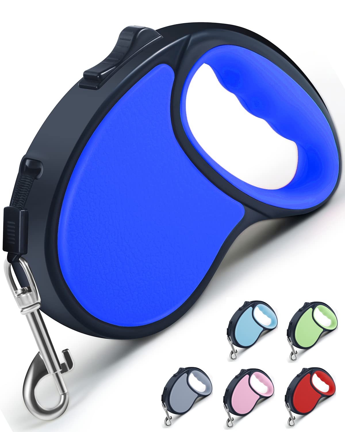 Retractable Dog Lead, ANCOOLE 5M/16FT Extendable Dog Lead 360°Tangle-Free Smooth&Durable Nylon Tape with Anti-Slip Handle, One-Handed Brake for Small Medium Dogs (Navy Blue)