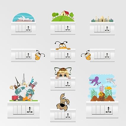 Rawpockets Color Switch Board Combo No.40 Wall Sticker (PVC Vinyl, 15 cm x 20cm, Set of 10)