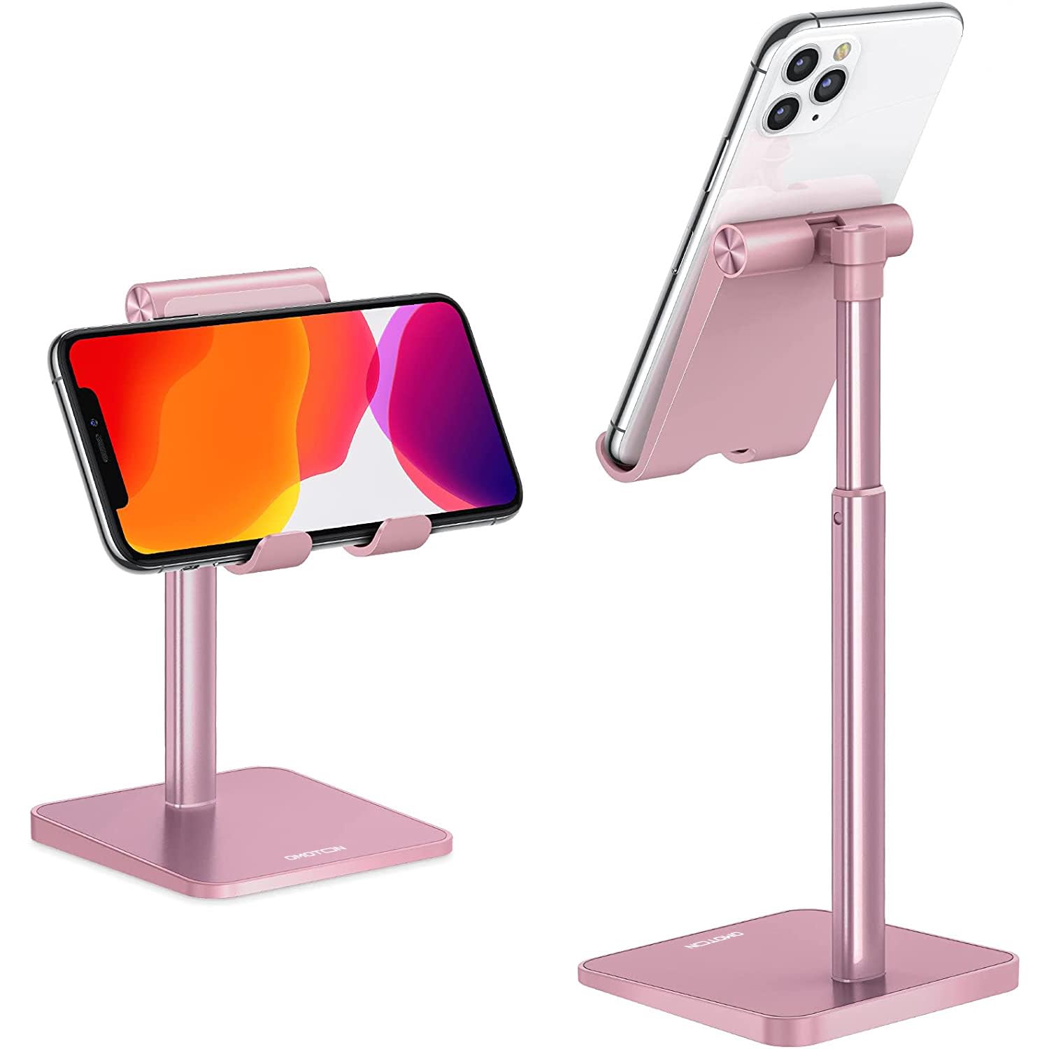 Photo 1 of Cell Phone Stand, OMOTON Adjustable Angle Height Desk Phone Dock Holder for iPhone SE 2/11 / 11 Pro/XS Max/XR, Samsung Galaxy S20 / S10 / S9 / S8 and Other Phones (3.5-7.0-Inch), Rose Gold