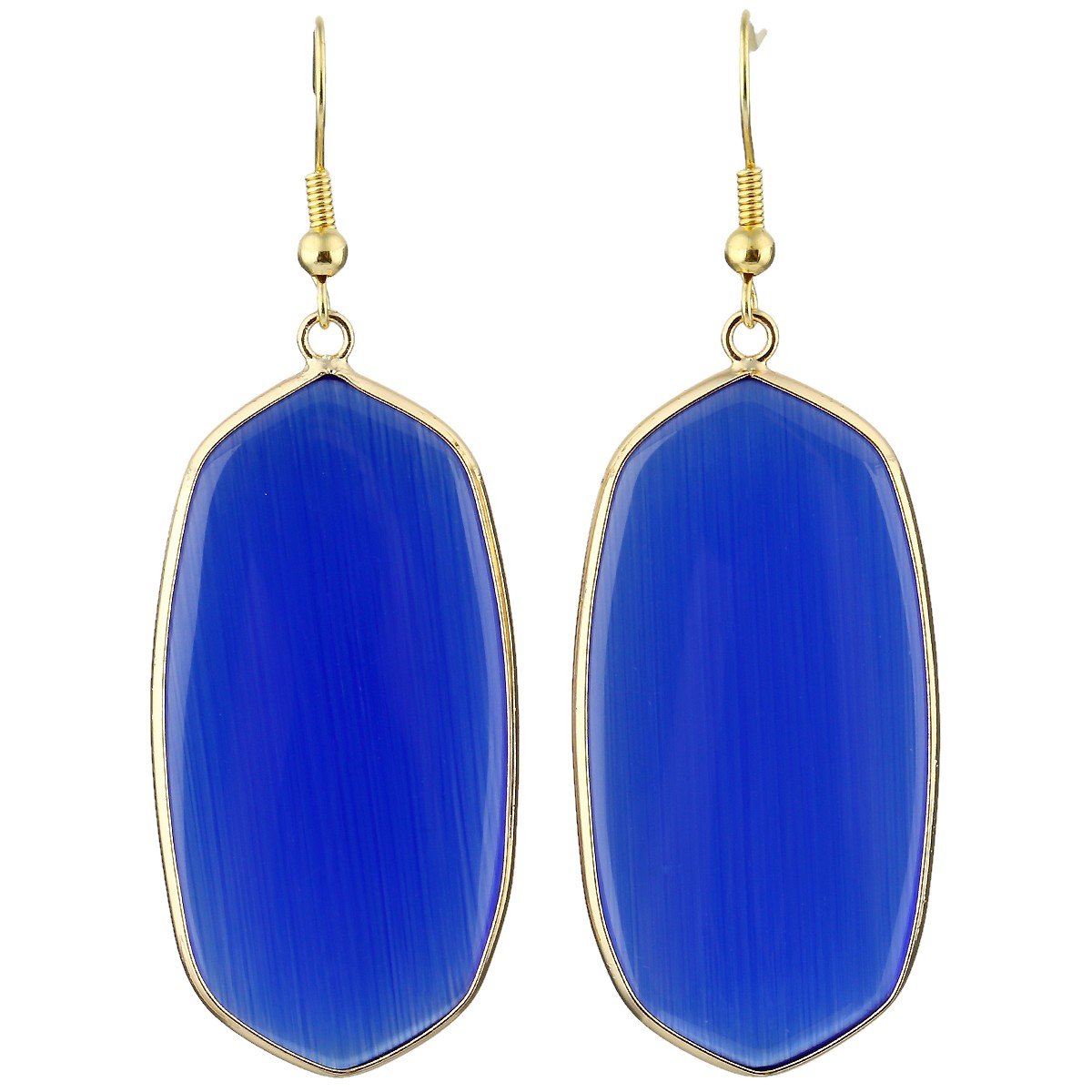 mookaitedecor Blue Cat's Eye Stone Dangle Drop Earrings for Women,Crystal Hook Earrings Gold Plated Oval — image 1