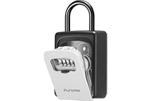 Puroma Lock Box, Large Key Lock Box Resettable Combination Code Lockbox, Portable Wall Mount Lockbox Security Safe Box for Outside Outdoor Home Office Door Handle House Key, Gray (1 Pack)