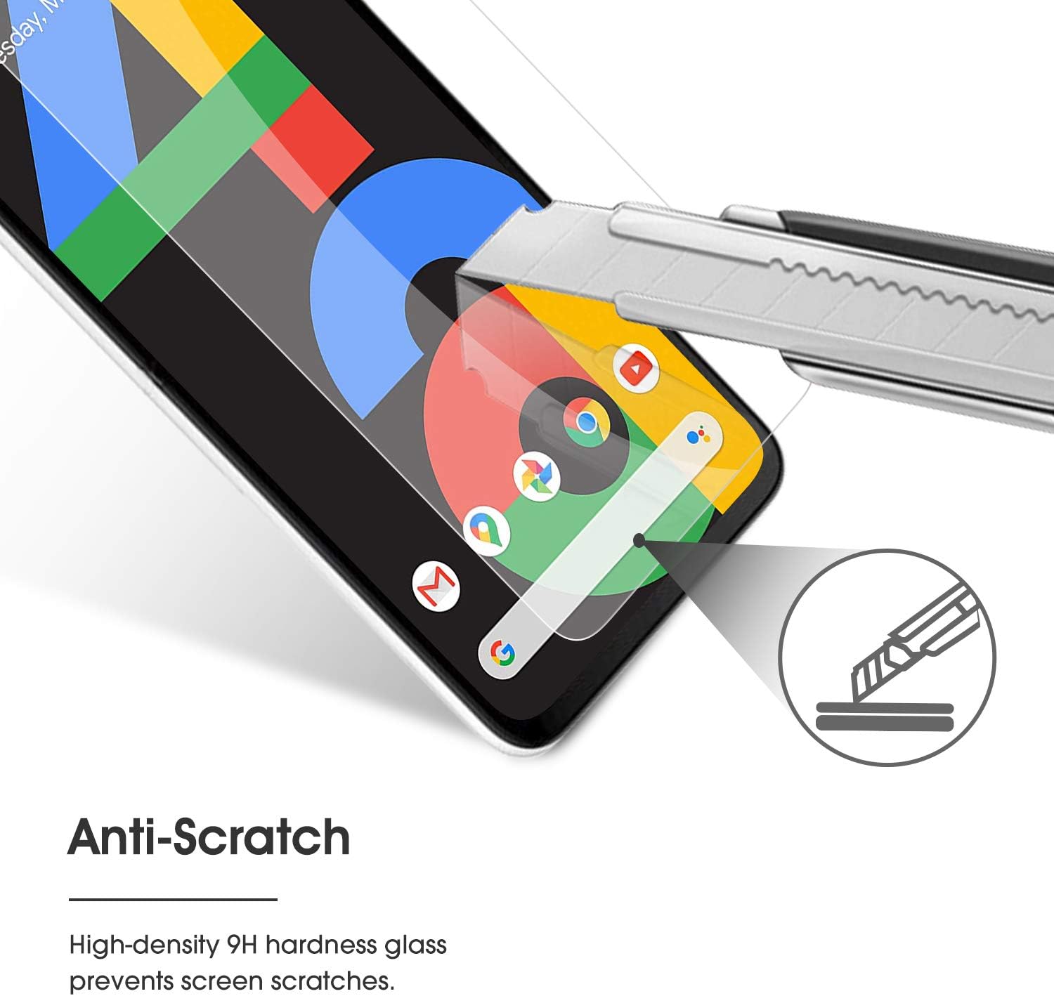 [4 Pack] OMOTON Screen Protector for Google Pixel 4a, Scratch Resistant/Easy-Install/Bubble Free/Tempered Glass Screen Protector Compatible with Google Pixel 4a