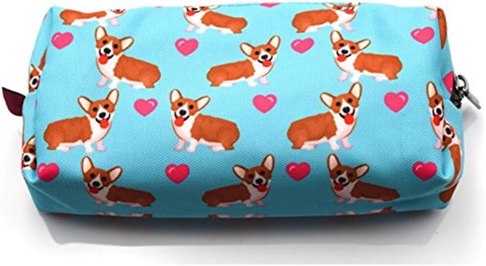 LParkin Kawaii Corgi Dogs Large Capacity Cute Gadget Canvas Pencil Case Pen Bag Pouch Box Stationary Case Makeup Cosmetic Bag - Image 4