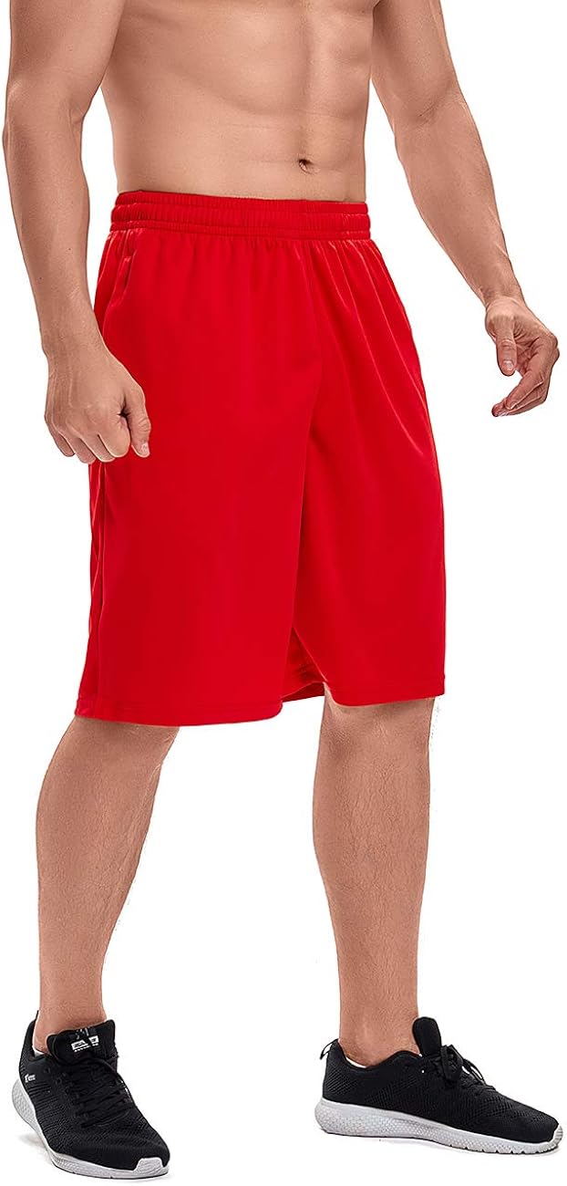 LEAO Men's Basketball Shorts with Zipper Pockets Quick Dry Loose-fit Sports Workout Running Shorts: Clothing