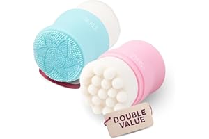 SILKLE Silicone Face Scrubber - Versatile Skincare Essential for Gentle Facial Cleansing, Exfoliation and Scrub - Exfoliating Face Wash and Cleanser Brush for Your Skin - 2 Pack - Pink & Blue