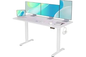 YDN Electric Standing Desk, Adjustable Height Desk 63x24 Inchs Stand up Desk, Sit Stand Home Office Desk with Splice Board, White Top