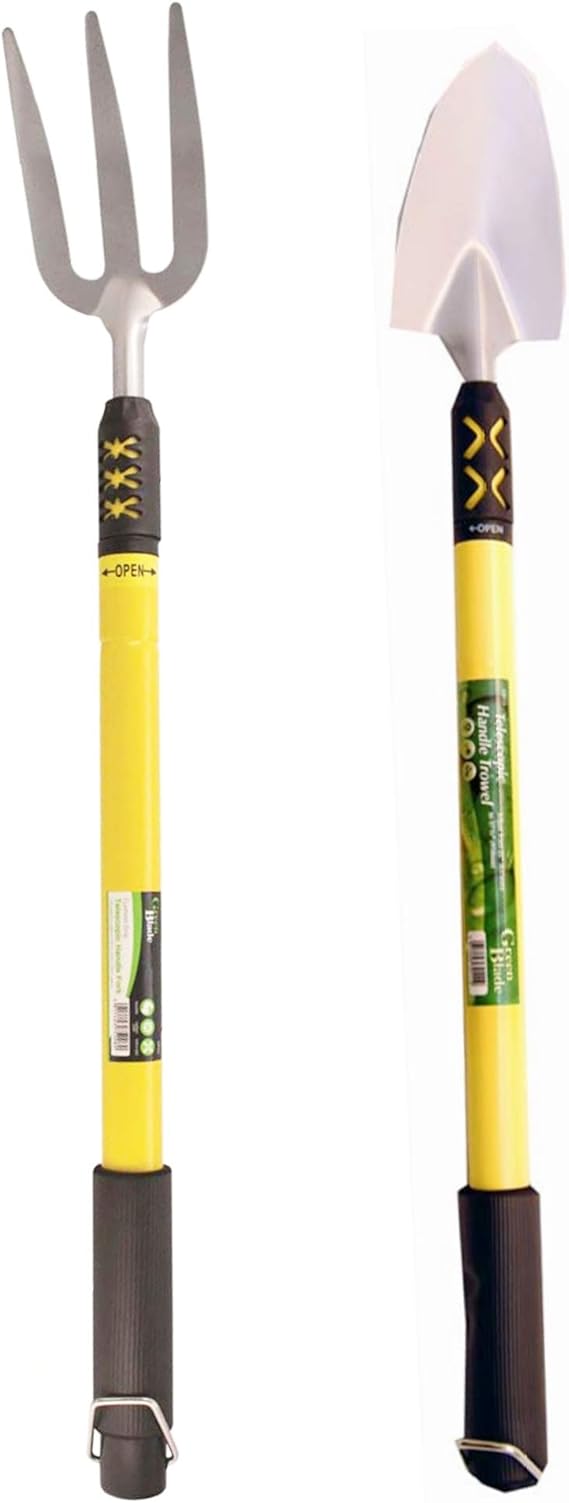 garden mile® Telescopic Hand Held Garden TROWEL and FORK Adjustable