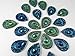 20 Pcs Peacock Blue & Green, Iridescent Flat Back Teardrop Beads Cabochons