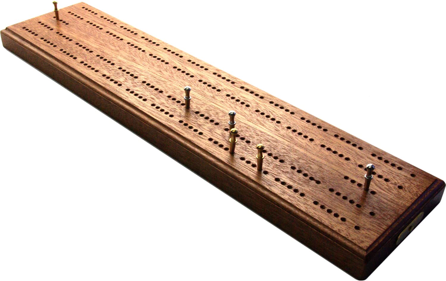 Brimtoy competition/tournament size 2 track cribbage board - made from solid hardwood with built in peg storage -League size,with 120 holes both sides- supplied with metal pegs-Made in the UK