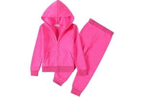 Monvecle Little to Big Girls Full Zip Hoodie Tracksuit Sweatshirt Top + Elastic Band Sweatpant Jogger Sets