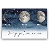 TRENDINGCUSTOM Starry Night The Day You Became Mom Custom Birth Moon Phase Personalized Poster, Heartfelt 2025 Mother's Day Gift For Mom, Custom Moon Phase Art