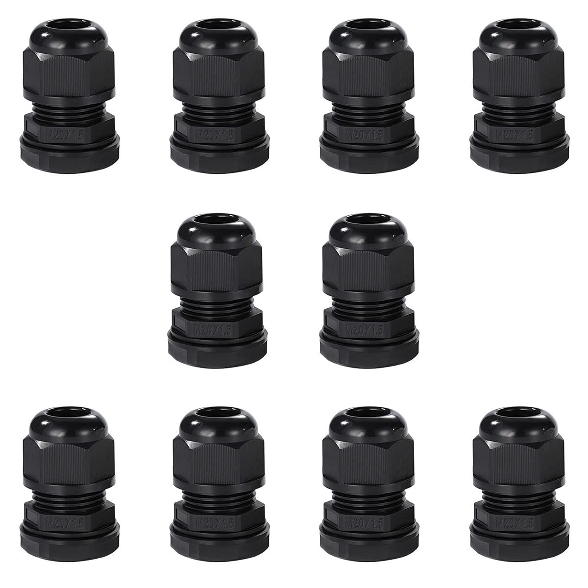 Meccion M20 Cable Gland 10 Pack IP68 Waterproof Nylon Cable Connectors with Locknut and Washer, Suitable for 7mm - 12mm Cables