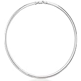 Savlano 925 Sterling Silver 6MM Italian Solid Flat Omega Chain Necklace for Women - Made in Italy Comes With a Gift Box