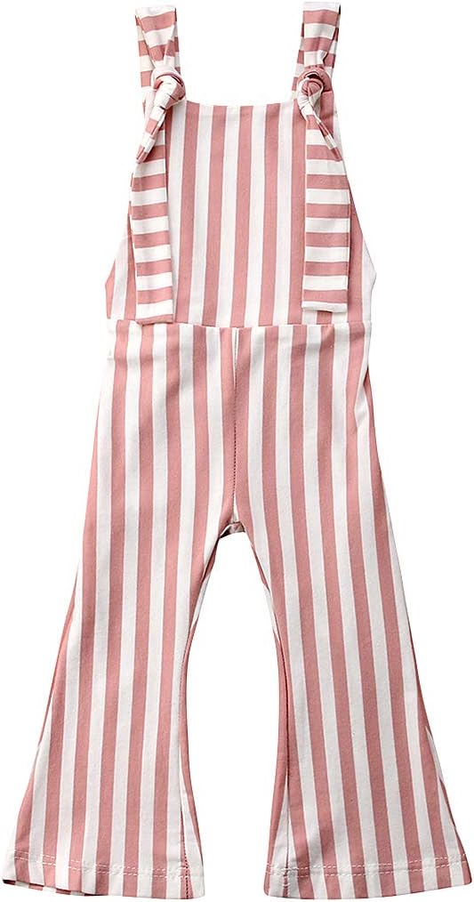 Toddler Kids Baby Girl Stripes Bell-Bottom Jumpsuit Romper Overalls Pants Outfits