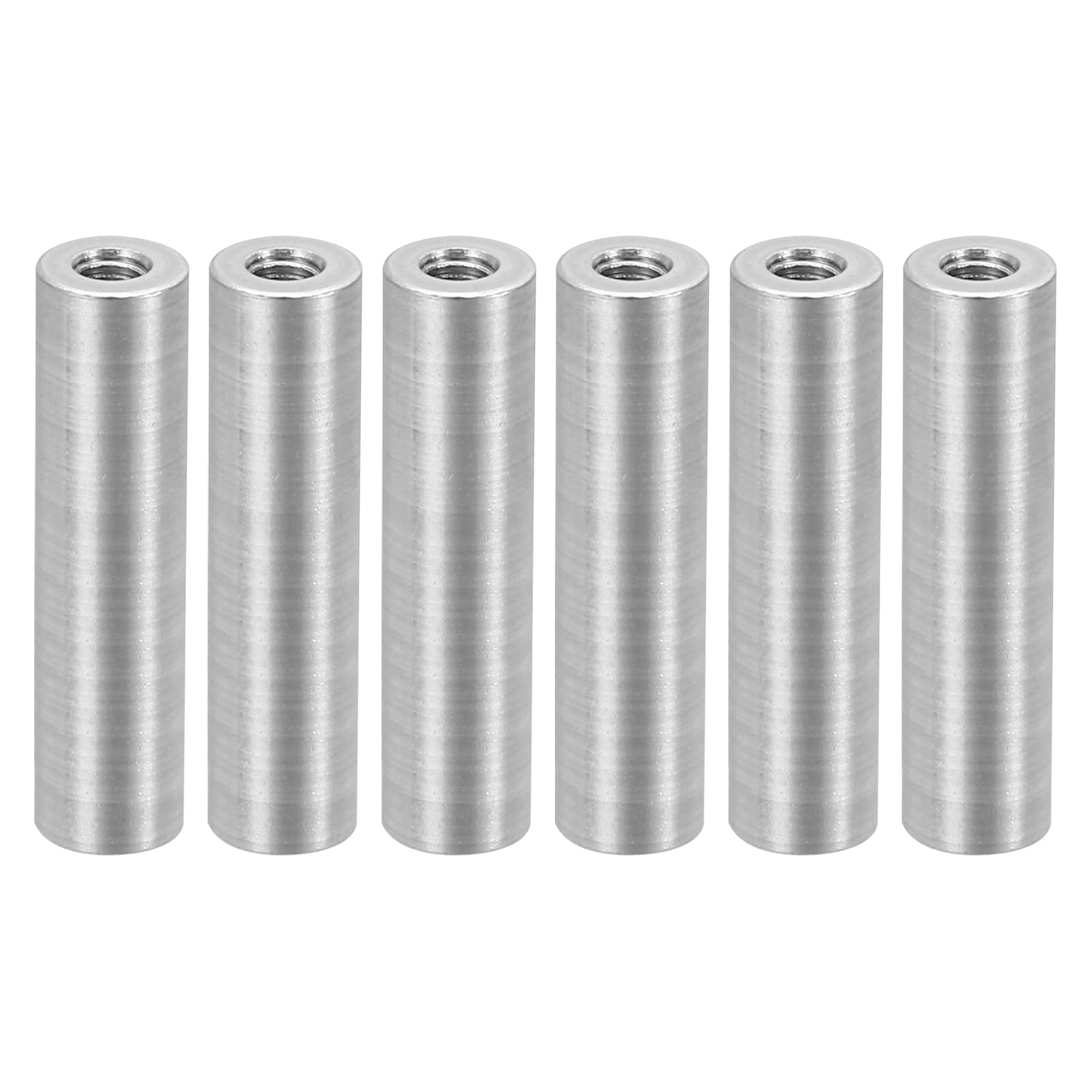 PATIKIL 6pcs M3 Metal Threaded Standoff Spacer Nuts, Round Aluminum Spacers Female Coupling Screws, 1/8" ID x 1/4" OD, Silver, (25mm L)