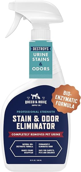 Rocco & Roxie Supply Co. Stain & Strong Odor Eliminator, Enzyme Cleaner, Pet Odor Eliminator for Home - Carpet Stain Remover