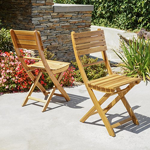 Vicaro | Acacia Wood Foldable Outdoor Dining Chairs (Set of 2) | Perfect For Patio | with Natural Finish