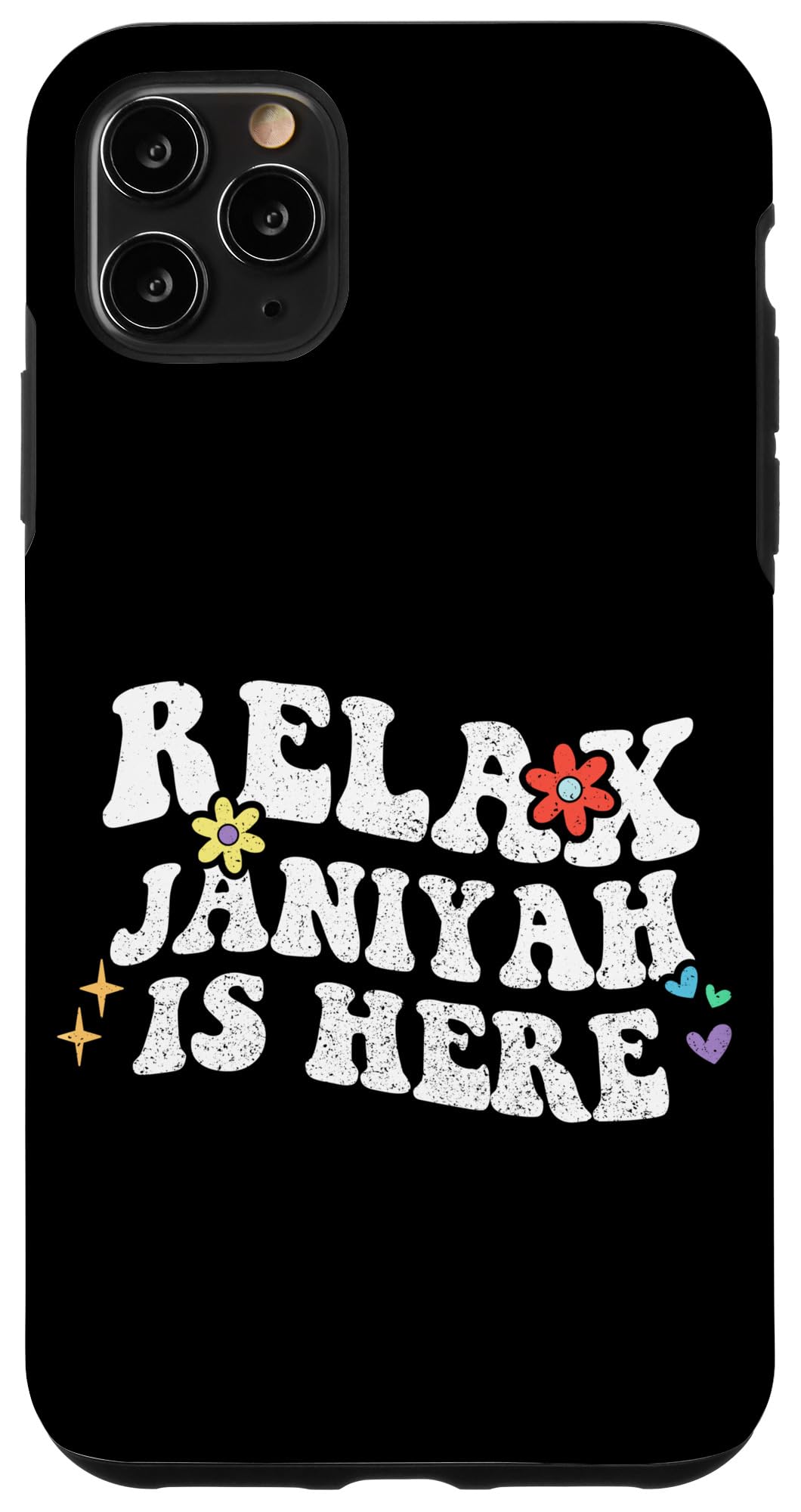 iPhone 11 Pro Max Retro Groovy Relax Janiyah Is Here Funny Mother's Day Name Case