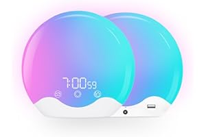 TITIROBA Wake up Light Touch Screen,Double-Sided Lighting Sunrise Alarm Clock for Heavy Sleepers, Kids Bedroom, Natural Sounds, Dual Alarms, Snooze,FM Radio,Colorful Lights,Sleep Aid