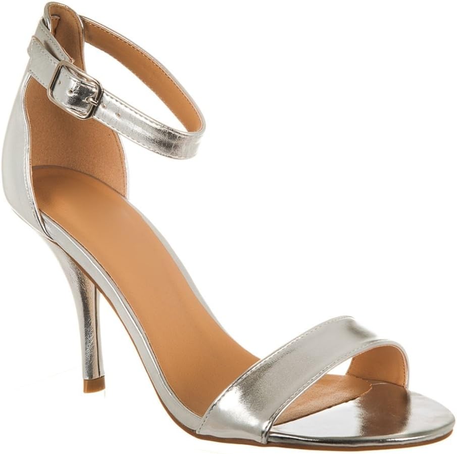 Clarissa. Medium Heel Ankle Strap Barely There Sandal