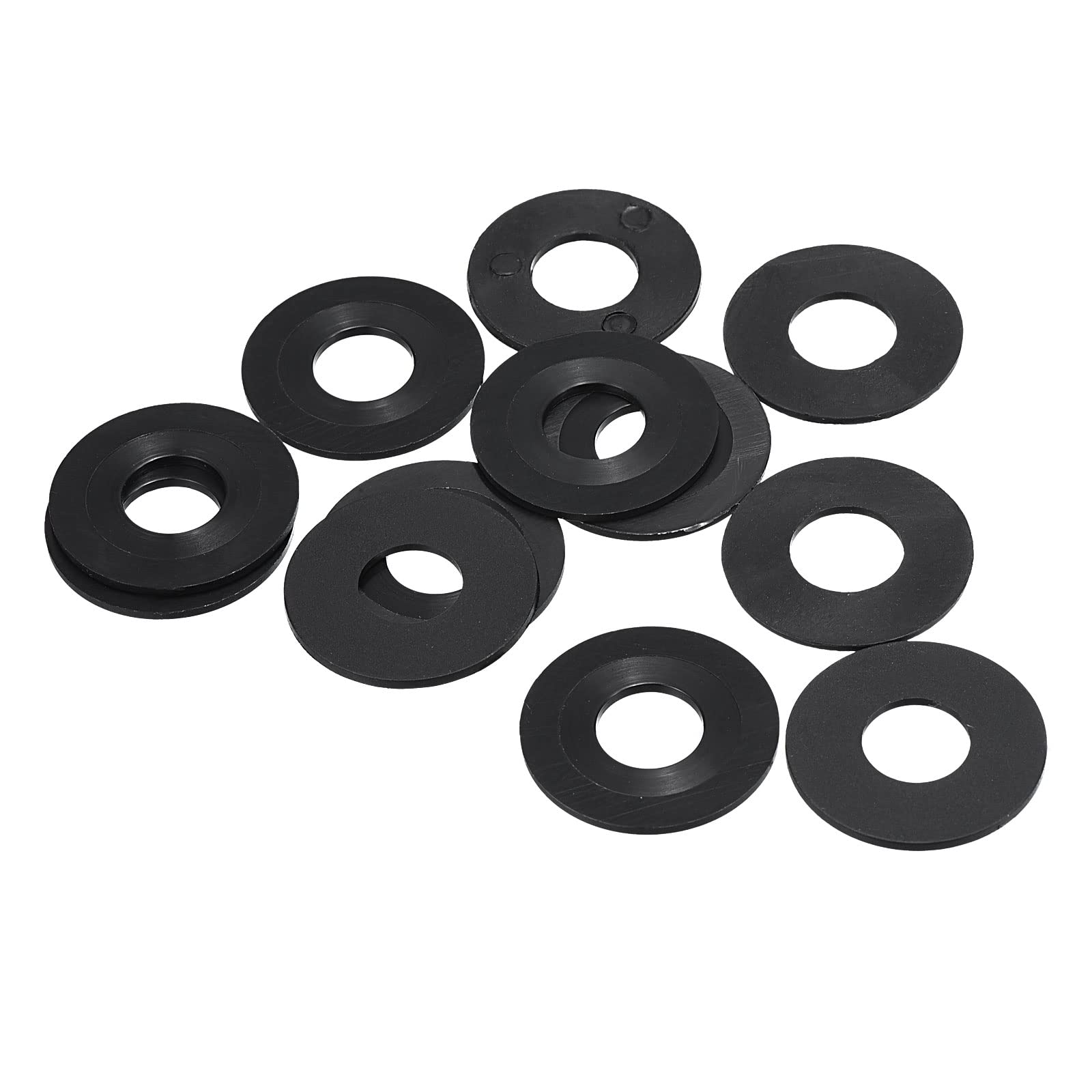 PATIKIL M12 Nylon Flat Washer, 12 Pack 12mm ID 30mm OD 1.5mm Thick Sealing Spacer Gasket Ring for Faucet Pipe Water Hose Fastener Bolt, Black
