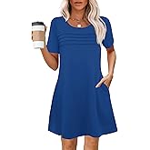 Womens Dresses Casual Short Sleeve Tunic Summer Midi Dress for Women S-XXL