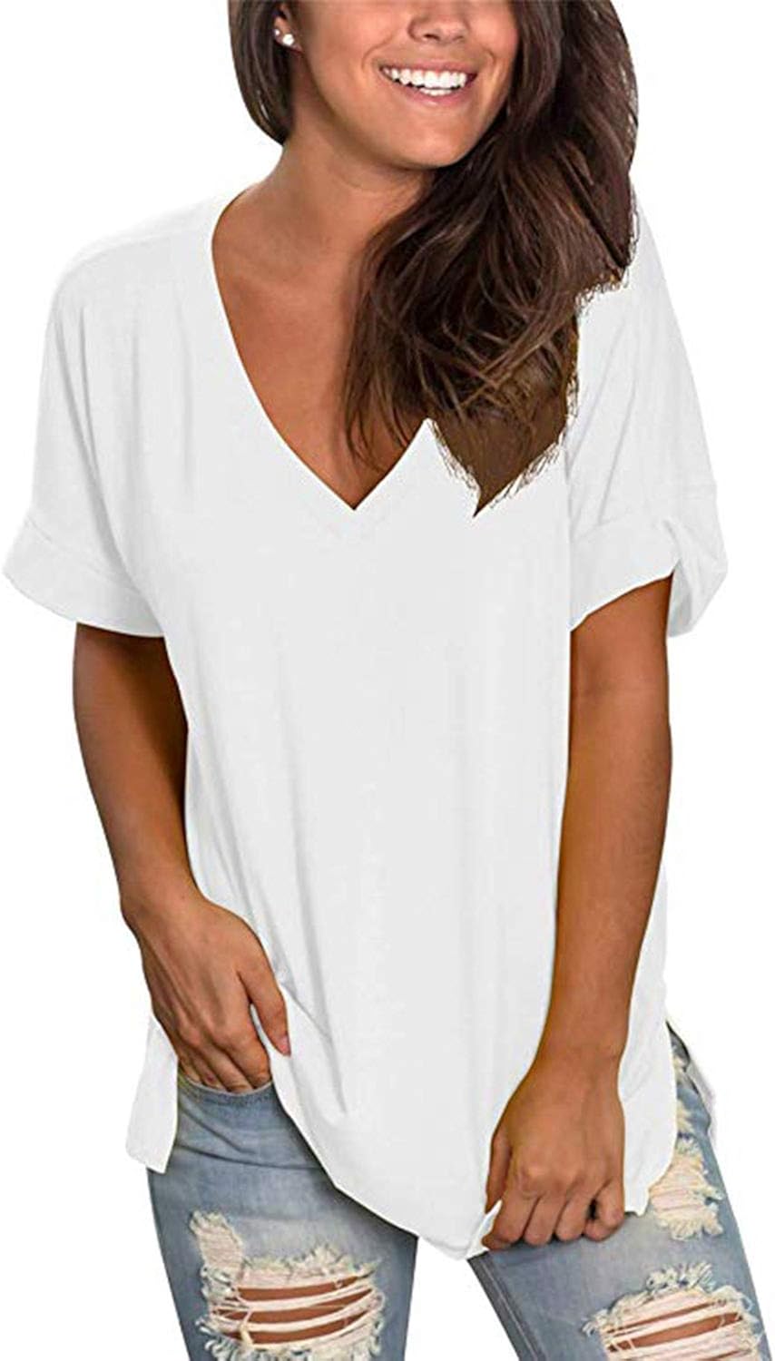 Basic T Shirt Damen V Ausschnitt