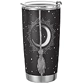 Yasala Halloween Tumbler Witch Moon Broom Magic Vehicle Insulated Coffee Cup Back to School Beverage Container Office Travel Mug with Straw and Lid 20oz Holiday Gift Day of The Dead Present