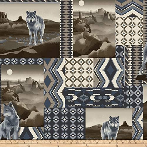 Baum Winterfleece Wolves Brown, Fabric by the Yard