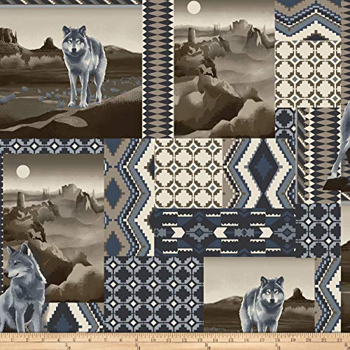 Baum Winterfleece Wolves Brown, Fabric by the Yard