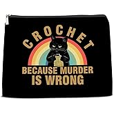 NGAEAK Gifts for Crochet Lovers Cosmetic Bag, Knitting Gifts for Women Knitters Crocheters Christmas Birthday Zipper Makeup Pouch Cat Lovers Gift Small Makeup Bag