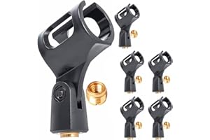 5 Core Mic Clips for Stands 6 Pieces Microphone Clip Holder Universal Adjustable with 5/8" Male to 3/8" Female Screw Adapter Suitable for Handheld Microphones 6-Pack - MC-01 6 PCS