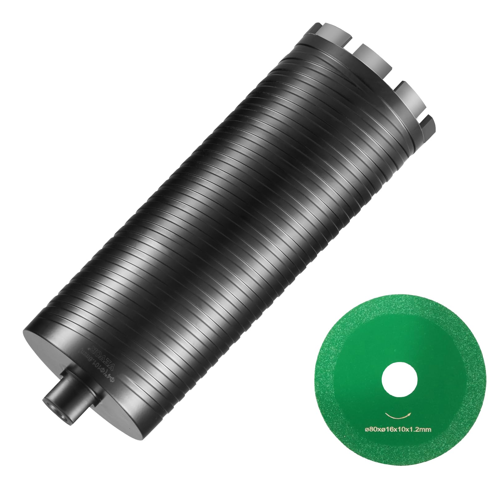 Photo 1 of VEVOR Core Drill Bit, 4" Wet/Dry Diamond Core Drill Bits for Brick and Block, Concrete Core Drill Bit with Pilot Bit Adapter and Saw Blade, 9.5" Drilling Depth, 5/8"-11 Inner Thread, Laser Welding