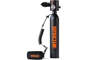 SMACO S300 Plus Mini Scuba Tank 0.5L Lung Air Tank Portable Mini Diving Tank Reusable Pony Bottle up to 10 Minutes Dive Time Backup Diving Oxygen Cylinder for Underwater Exploration Rescue