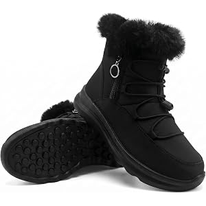Popusister BOOTS FOR WOMEN Waterproof Winter Snow Boots Slip On Ankle Booties Comfortable Hook and Loop Warm Fur Lined Anti-S