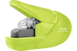 Plus Paper Clinch Compact Staple-Free Stapler, Heavy Duty, Green