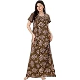 Soulemo Women's Cotton, Rayon & Polyester Printed Maxi Nighty (Alpine) 1629