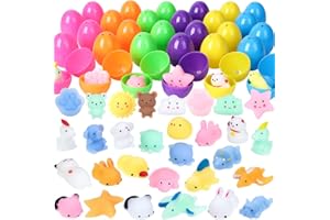 JOYSPIRIT 30 Pcs Easter Eggs Filled by Mochi Squishies, Easter Party Favors for Kids, Basket Stuffers Fillers, Egg Hunt Game Gifts