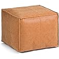 SIMPLIHOME Pouf, 18 inch, Distressed Brown