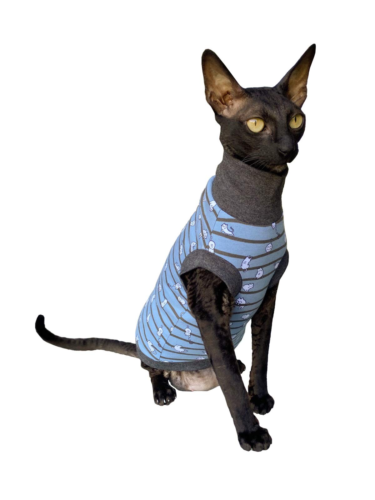 Kotomoda Sphynx Cat's turtleneck Small cats blue Naked Cat Hairless Cat Clothes (L)