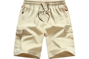 HONCAN Boys Cargo Shorts, Outdoor Quick Dry Hiking Shorts, Lightweight Athletic Short with Zipper Pockets