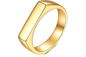 MYNENEY Stainless Steel Square Shape Signet Style Classical Simple Plain Wedding Engagement Statement Ring