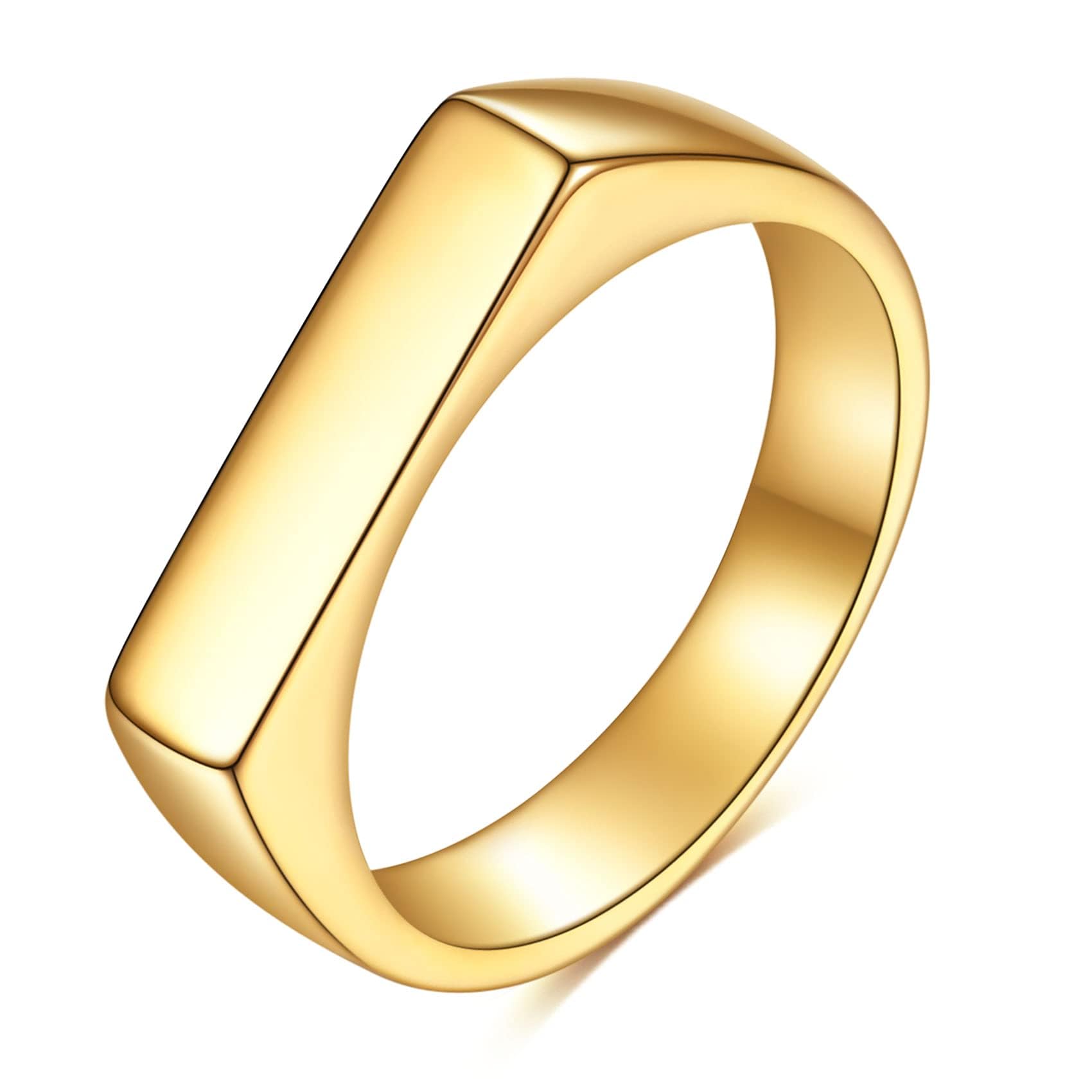 MYNENEY Stainless Steel Square Shape Signet Style